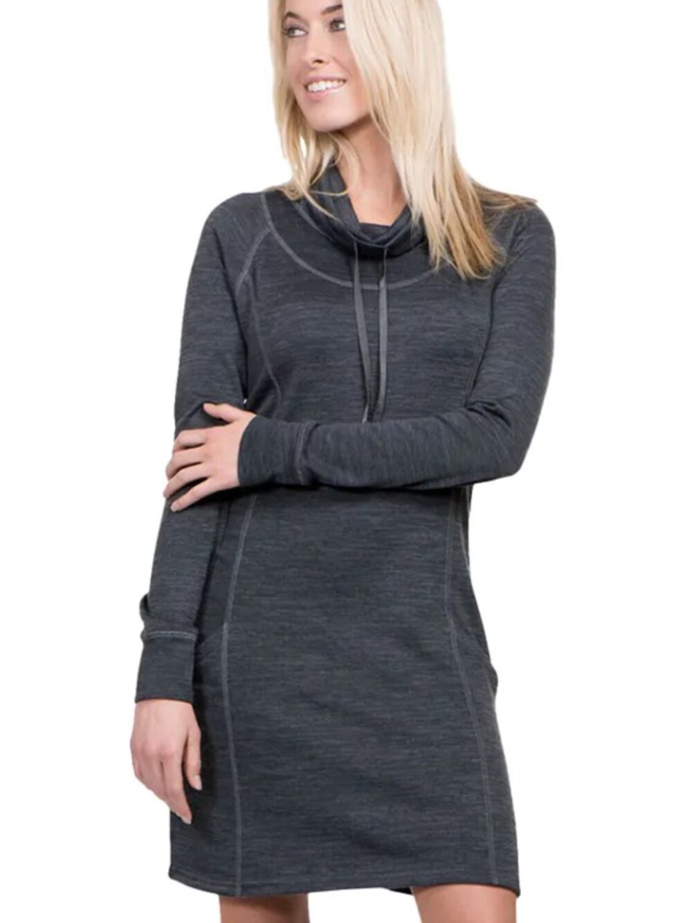 Kuhl Women's Long Sleeve Sweater Lea Dress Cowl Neck Pockets Medium